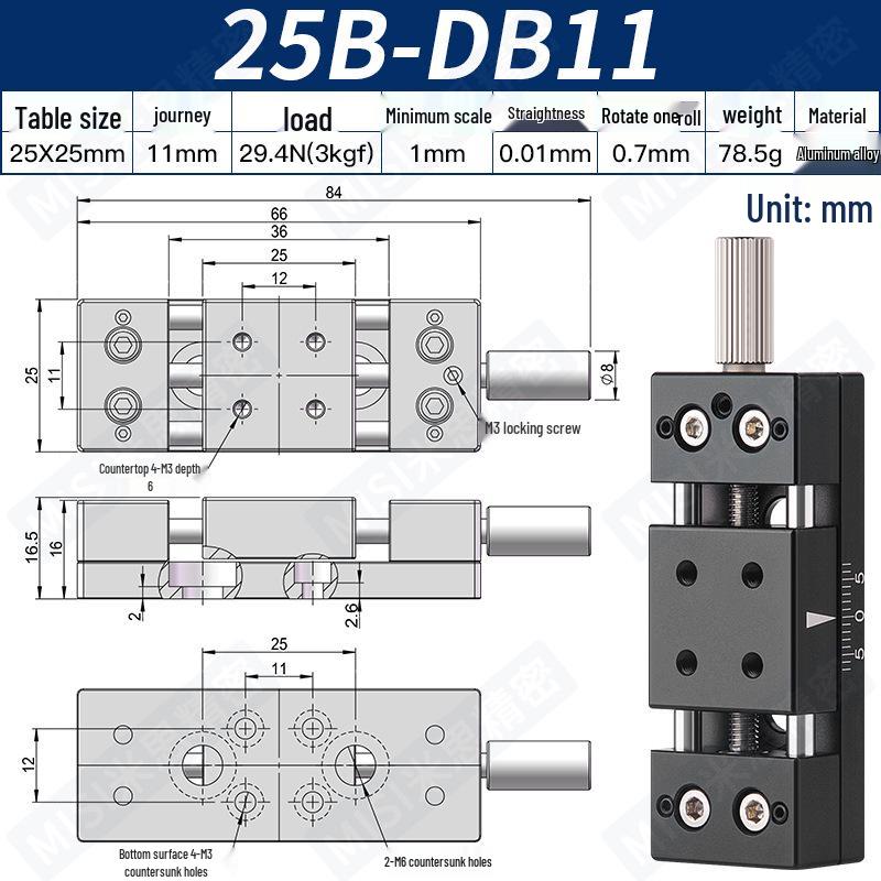 Heavy Load Precision Linear Slide Table with Fine-tuning Screw Rod - 50/80/100 Stroke