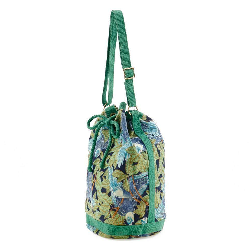 Hermes One Belt Shoulder Bag Botanical Pattern Bird Pattern Vintage Green Cotton Women Used