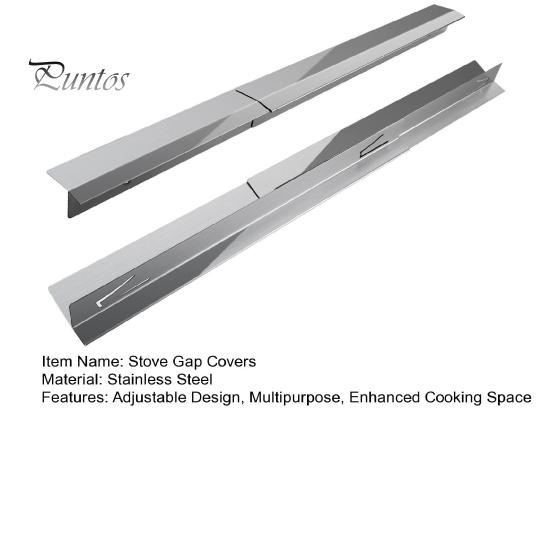 2Pcs Stainless Steel Stove Gap Covers Heat Resistant Stove Guard Adjustable Length Stove Gap Filler for Kitchen Oven Counter Range Trim Kit