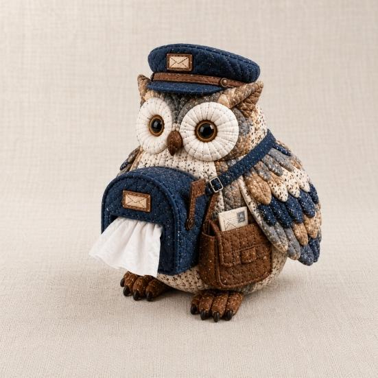 huaqianguhh DIY Tissue Box Cover Kit, Owl Shape, Soft Textures Patchwork Sewing Handmade for Handicraft Enthusiast Beginners
