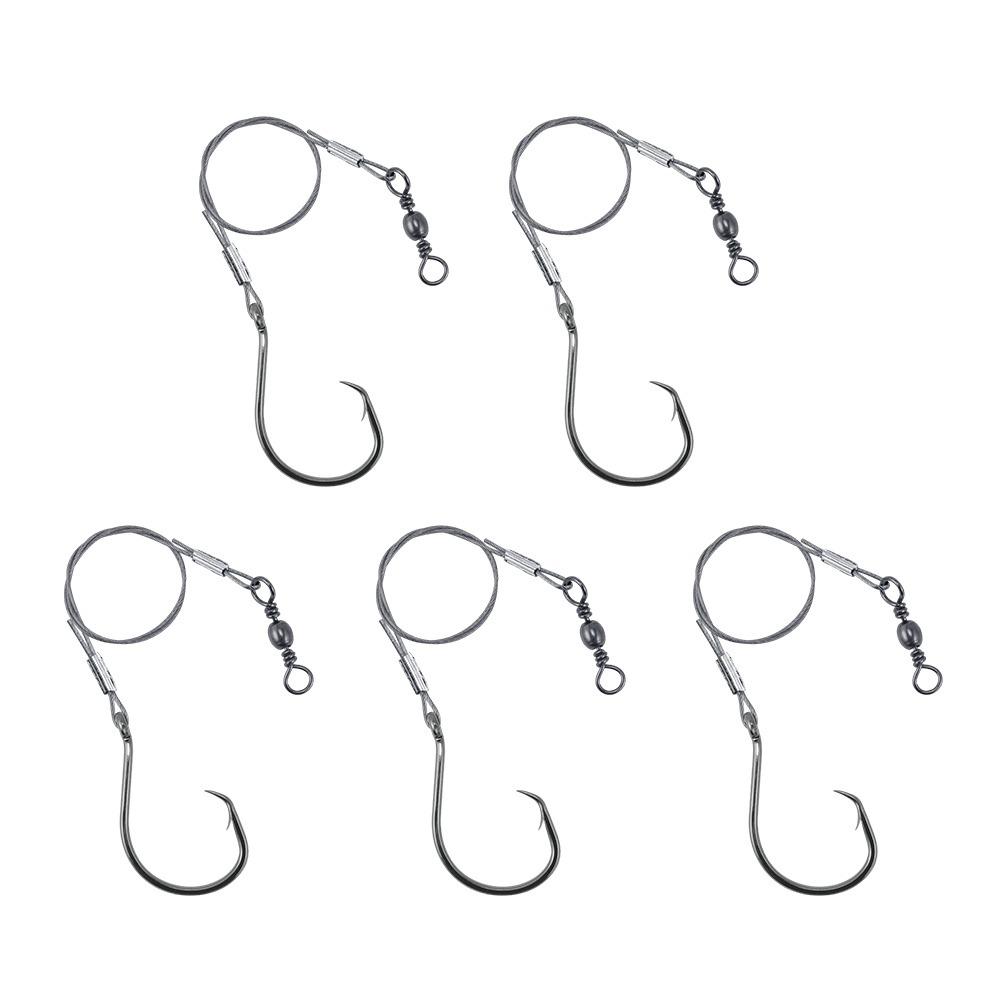 

3 6ft Cable Length Octopus Circle Hooks Stainless Steel Wire Surf Fishing Rig Wall Art Hanging 7/0