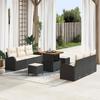9-Piece Garden Sofa Set with Black Cushion Synthetic Rattan Acacia 3362345