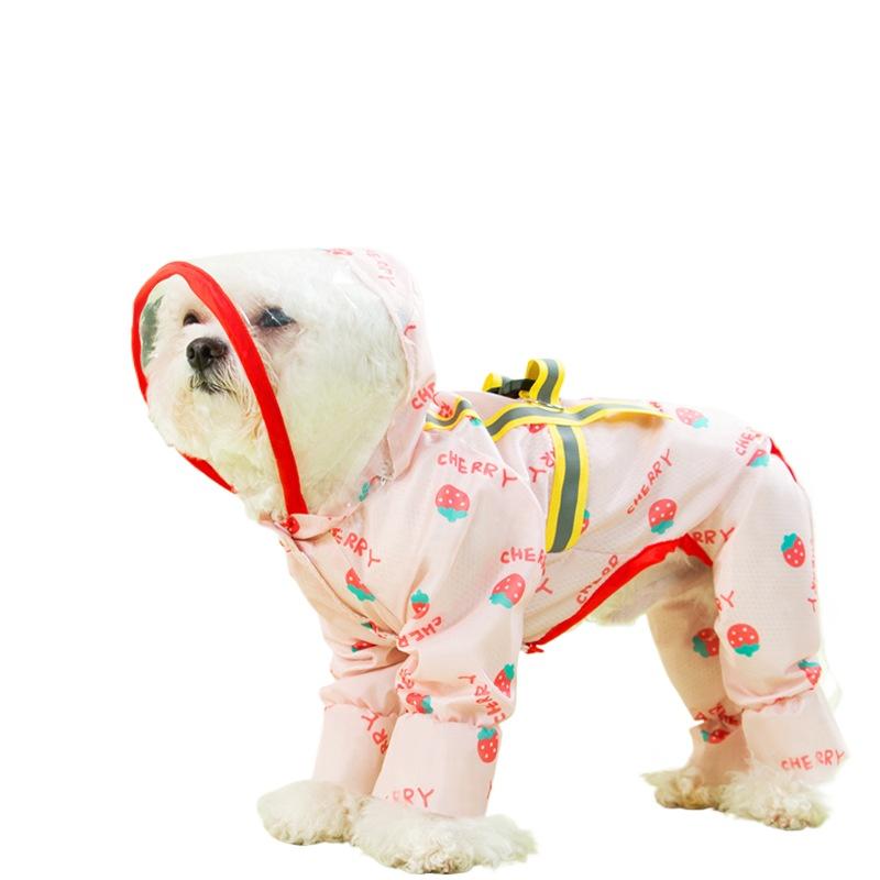 

Корейская версия водонепроницаемого пончо с изображением фруктов и четвероногих собак, все включено, плюшевый мишка для маленьких и средних собак, одежда для дождливого дня XL