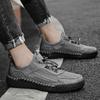 ModeHeren Luxe Merk Heren Ademende Sneakers Vetersluiting Heren Casual Schoenen Uitgesneden Mannen Wandelschoen Leer Mode Outdoor Platte Schoenen