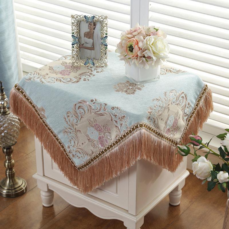 Față de masă jacquard de lux europeană îngroșată cu ciucuri pentru nuntă, petrecere de aniversare, acoperire de masă rotundă, cârpă de birou pentru decorarea interioară