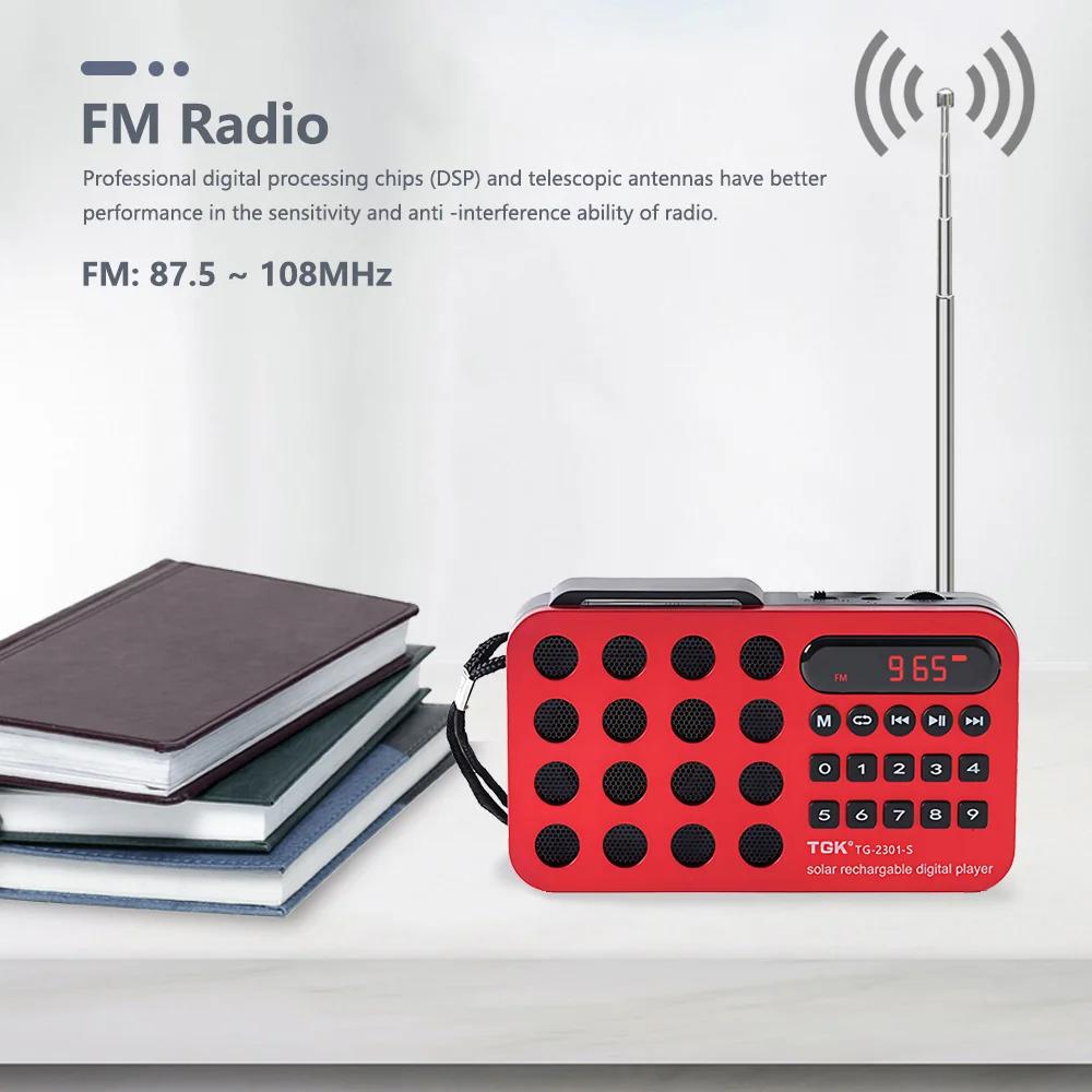 Rechargeable Portable FM Radio Mini Solar Bluetooth Wireless Speaker Support USB TF Card MP3 Music Player with FM Radio Receiver