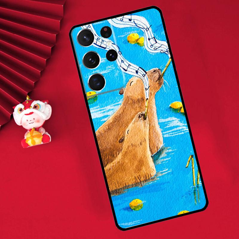 Capybara Spa Case For Samsung Galaxy S25 S26 Ultra S21 S22 S20 S23 S24 Ultra Plus S10 S25 FE Cover Funda
