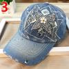 Women Casual Denim Jean Baseball Peak Cup Sun Hat Flower Rhinestone Summer Hat
