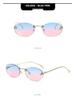 Women's Trendy Oval Rimless Rhinestone Sunglasses - European & American Style, Small Frame with Letter F Design