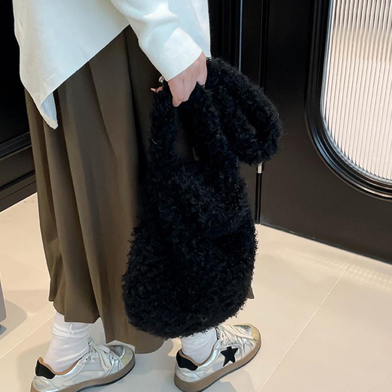 Yogodlns Korean Version Autumn and Winter New Women's Fashionable Versatile Practical Fashion Long-Haired Furry Shoulder Crossbody Bag