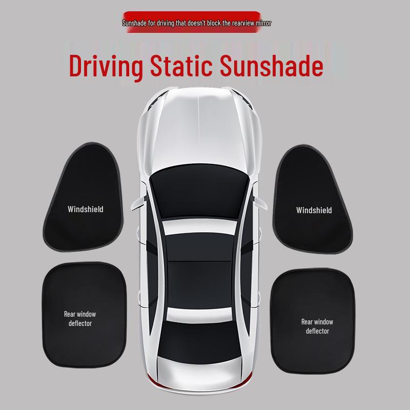 Car Sunshade Privacy Curtain - Heat Insulation & UV Protection, Static Adsorption Summer Side Curtain 44x36 Two Pieces