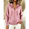 Women's Fall Winter Solid Color V-neck Hooded Zipper Loose Knit Cardigan Sweater, European American Style