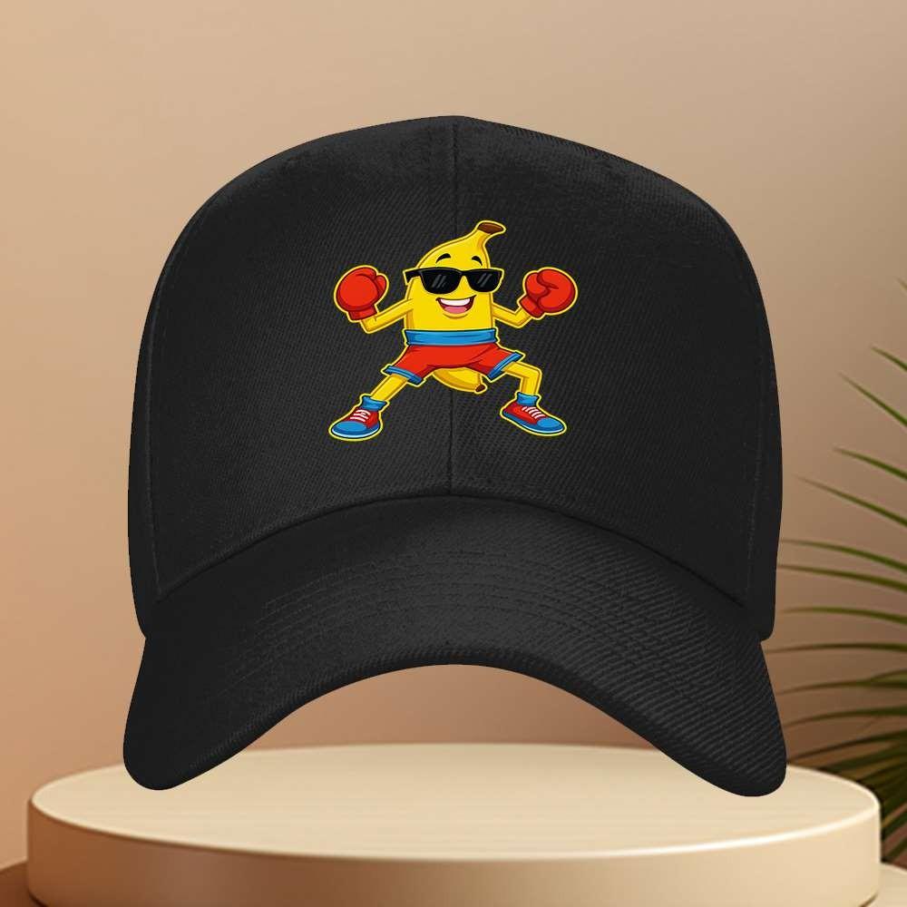 Boxing Banana Graphic Baseball Cap Cool Cartoon Visor Hat Outdoor Adjustable Sports Cap