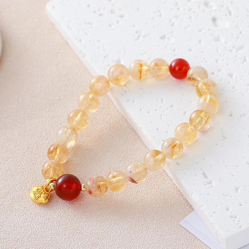 Natural Citrine Bracelet, Agate Crystal Bracelet. Fashion Women Daily Jewelry Lucky Gift