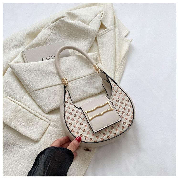 

Simple and fashionable retro casual bag women s popular new summer foreign texture single shoulder underarm crescent bag білий