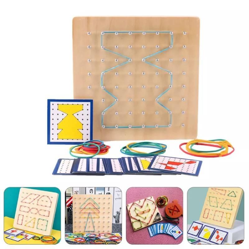 Creative Montessori Educational Wooden Peg Board For Cognitive Geometry And Color Recognition