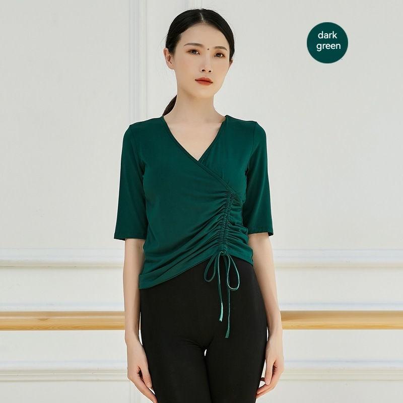 V-Collar Drawstring Finger Dance Yoga Clothing Modern Dance Classical Dance Body Training