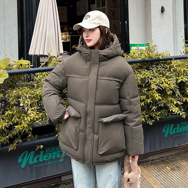 2025 Winter Cotton-padded Clothes Women's Thickened Hooded Loose Hooded Korean Version Bread Clothes Small Cotton-padded Jackets Foreign Trade