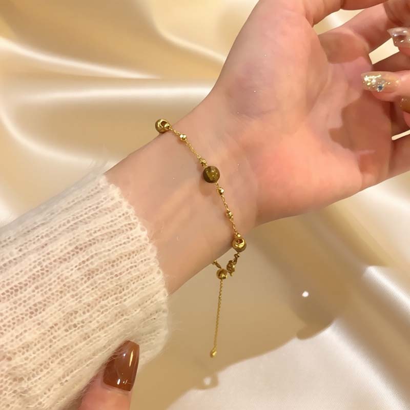Vintage Brown Tiger Eye Stone Choker Necklace for Women 2026 New Trendy Handmade Beaded Double Layered Sweater Chain Jewelry