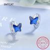 Baby Prinzessin 925 Silber Blauer Kristall Niedlicher Schmetterling Creolen Ohrring Für Kind Mädchen Frauen Ohrring Schmuck