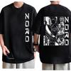 T-shirt con Pannello Manga One Piece Zoro da Uomo Stampa Fumetti Cotone Anime Maglietta Streetwear Urbano Elegante Casual Top Quotidiano
