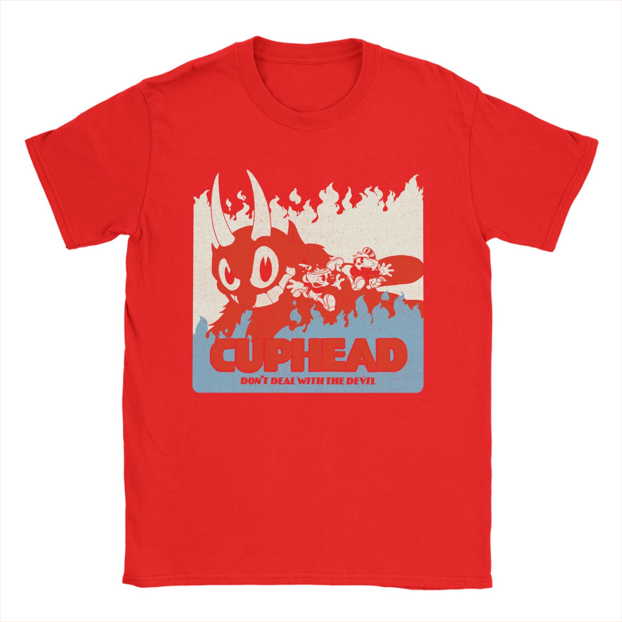 

Cuphead Dont Deal With the Devil TShirt for Men Crazy Cotton Tees Round Collar Short Sleeve T Shirt Gift Idea Clothing S
