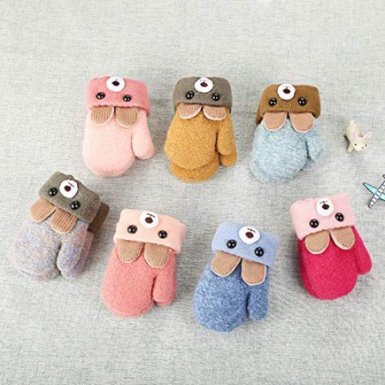 Knit Thick Bear Mittens for Boys and Warm with Perfect for Outdoor Snow and Cold with Boa Cute for Toddlers Ages Unisex [eipatu] Kids' Mittens,