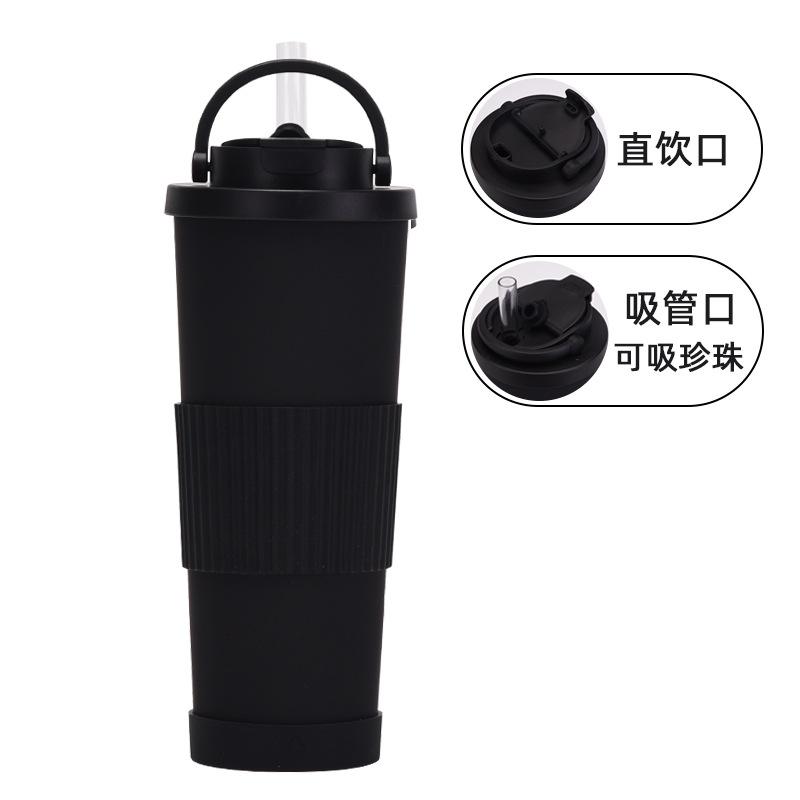 830Ml Large-Capacity Thermos Cup, Convenient Handle, One Cover, Double Drink Belt, Waist Cover, Water Cup, Large Hole Straw, Water Cup