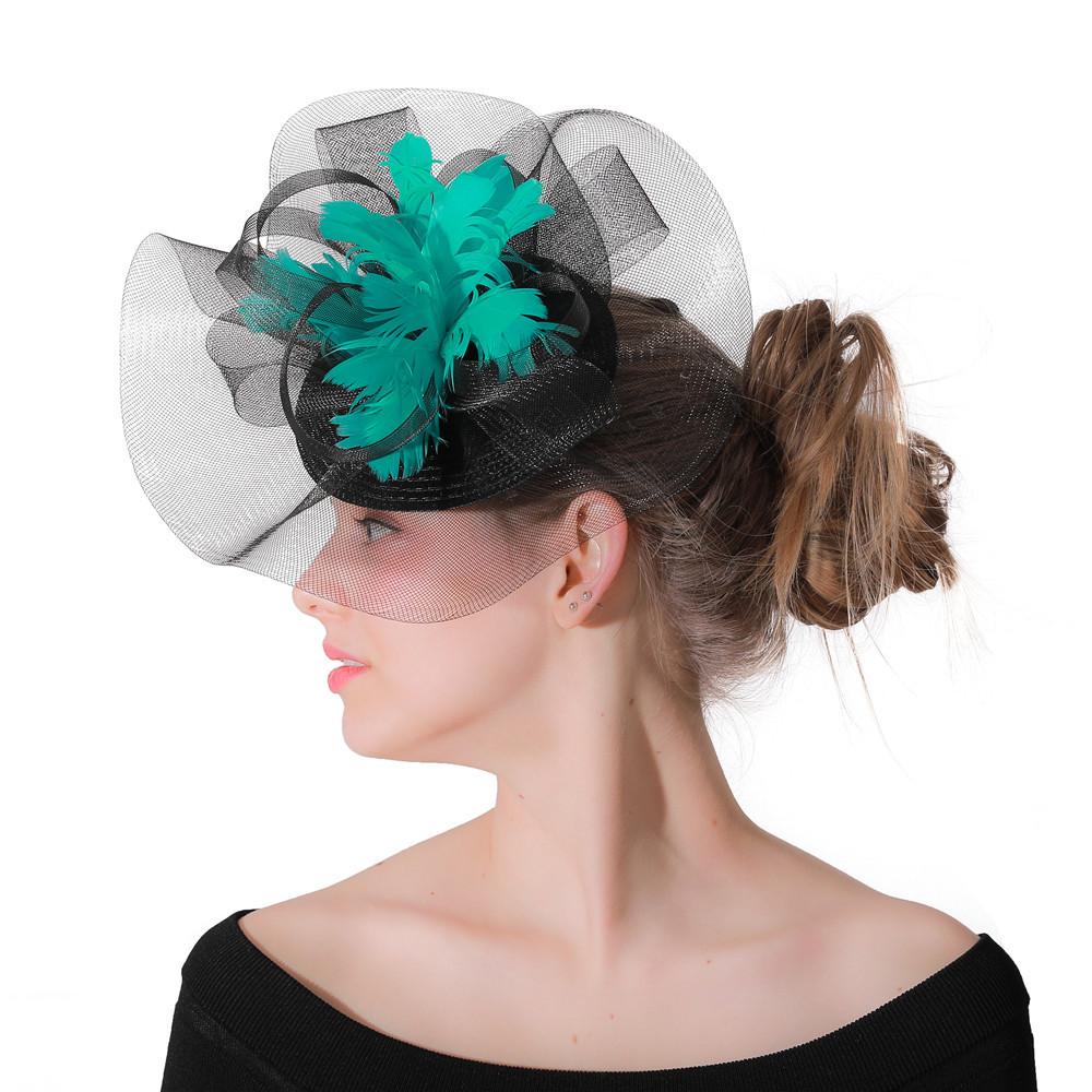 European And American Bride Hair Accessories Feather Headgear Popular Banquet Photo Top Hat Pp Imitation Hemp Headgear