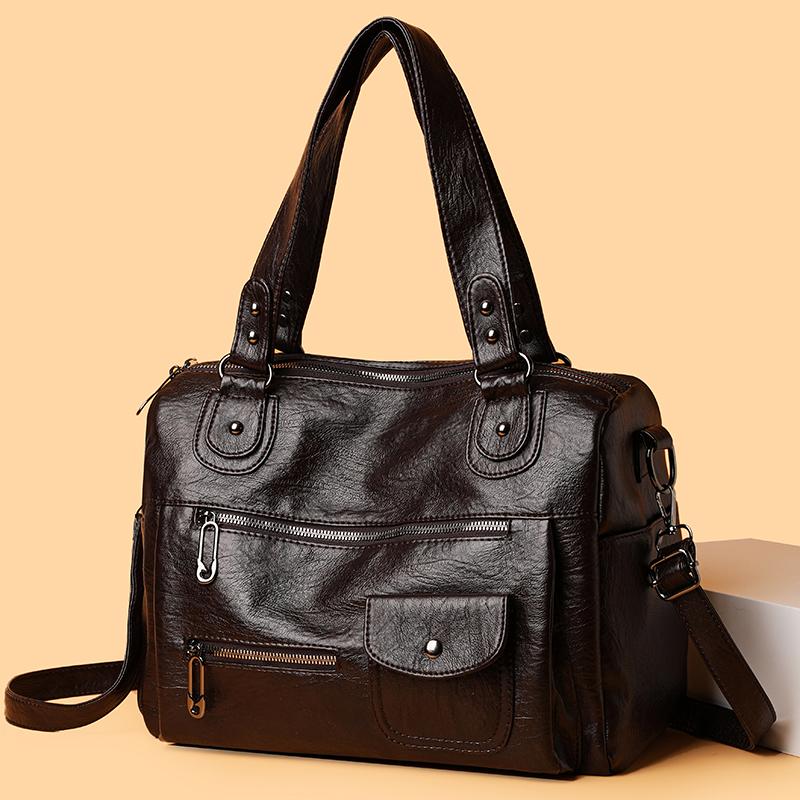 Fashion Vintage Faux Leather Handbag Women's Vintage Shoulder Crossbody Bag Multiple Pockets Work Shopping and Meeting Friends Ladies' Holiday Gifts