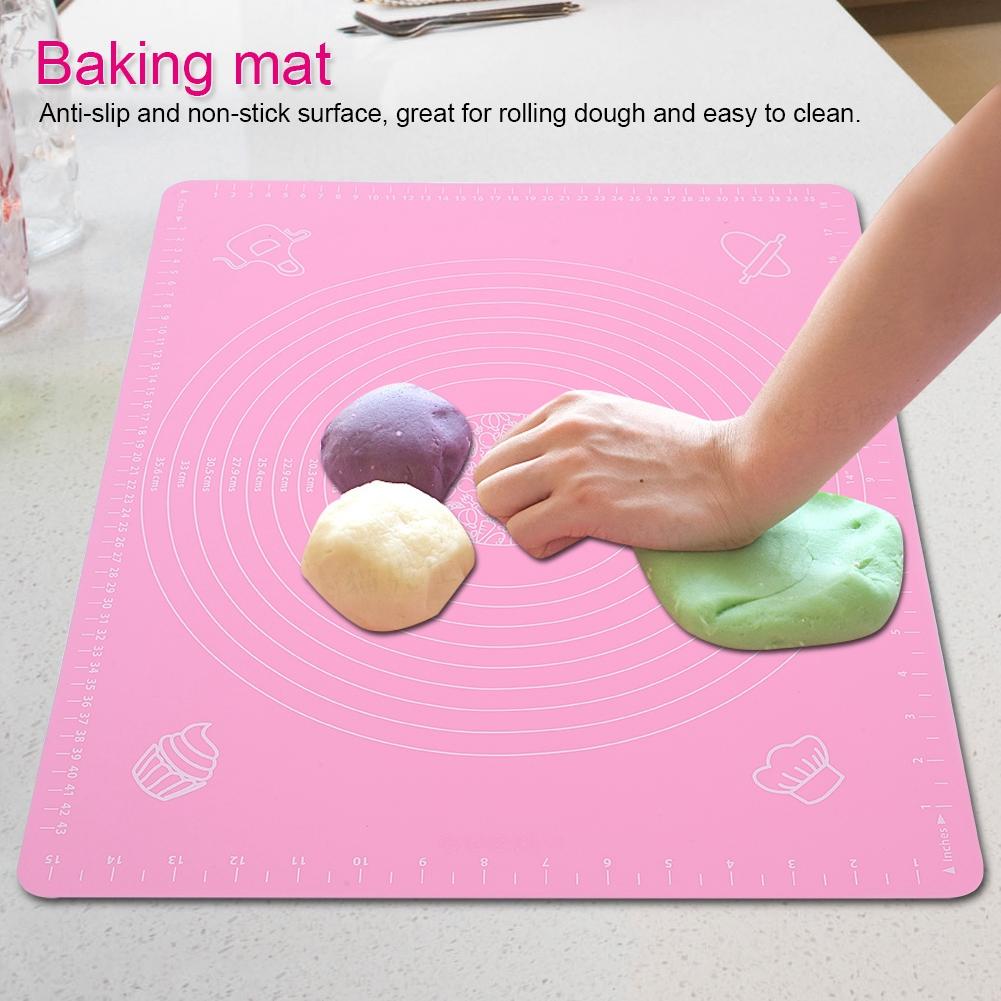 Baking Mat, Stylish Design Rolling Dough Pad Nonslip High Temperature Resist Silicone Baking Mat with Msurement Marking for Kitchen Use