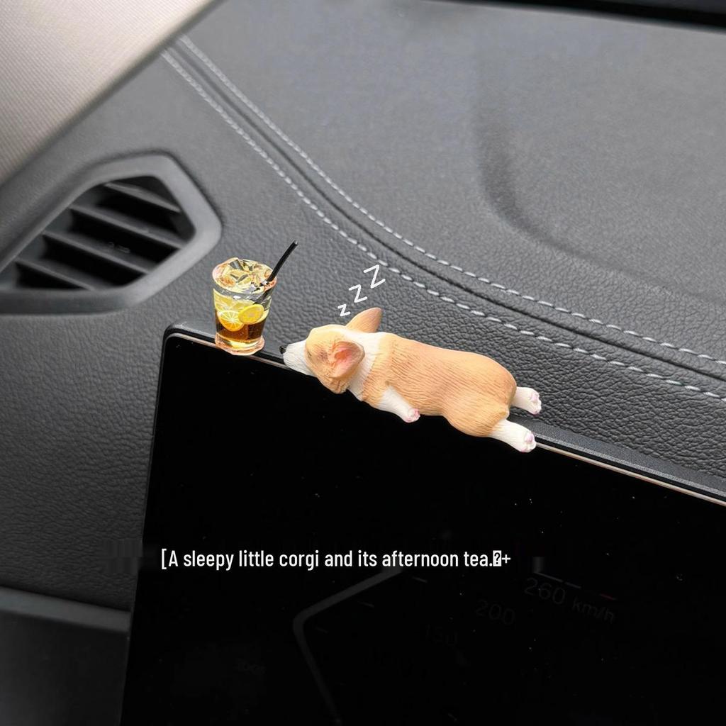 Mini Adorno de Corgi para Coche: Cachorro de Resina Lindo para Decoración de Consola de Coche