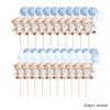20pcs Balloon Bear Toppers Carton Cupcake Topper for Kids Baby Shower Bear Happy Birthday Party Decorations DIY Cake Supplies