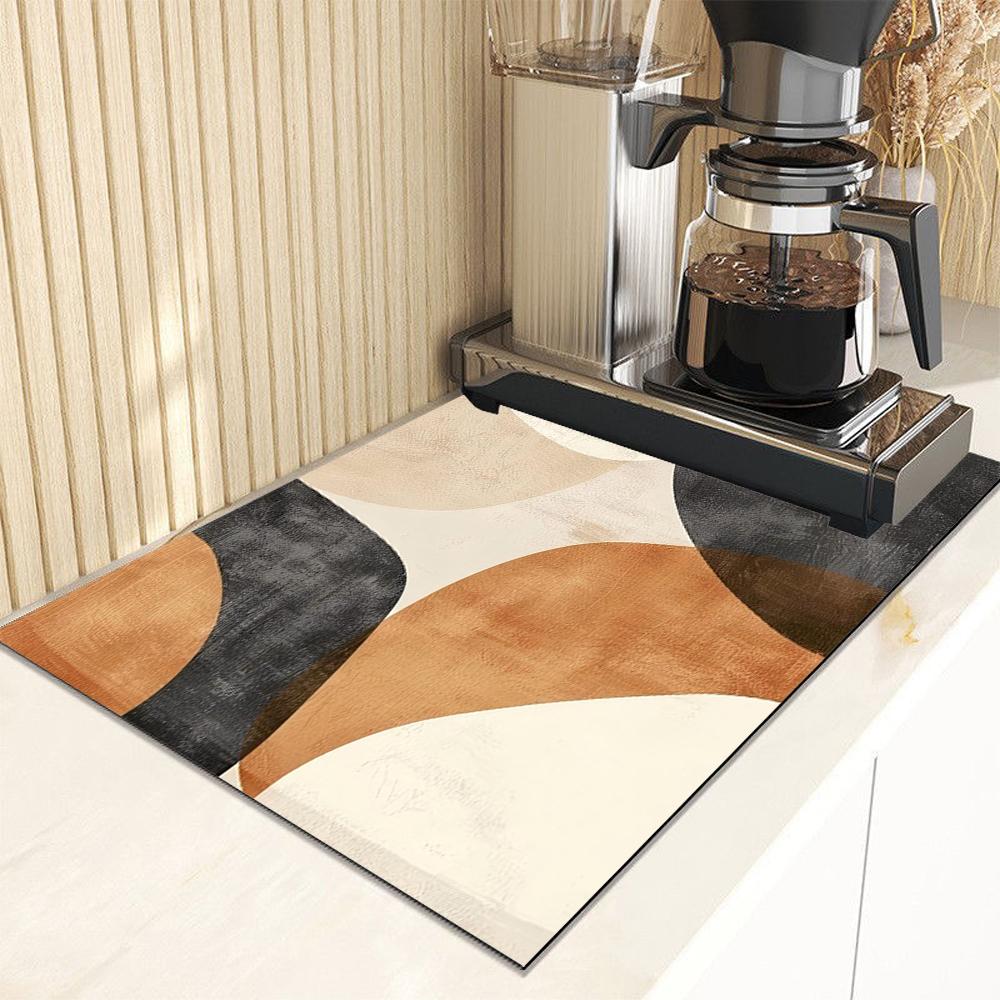 Modern Abstract Geometric Absorbent Dish Drying Mat Decor Multi-Functional Kitchen Counter Dining Table Coffee Machine Pad
