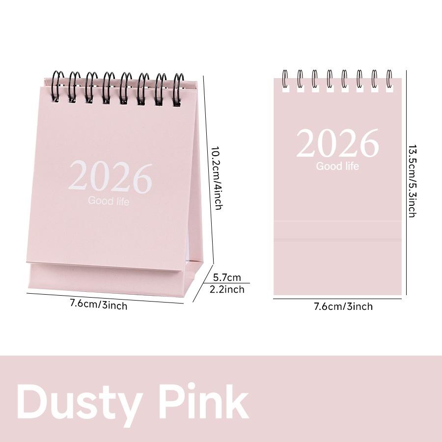 1pcs Mini Desk Calendars Pocket Calendar Standing Flip Steel Coil Yearly Daily Schedule Business Plan