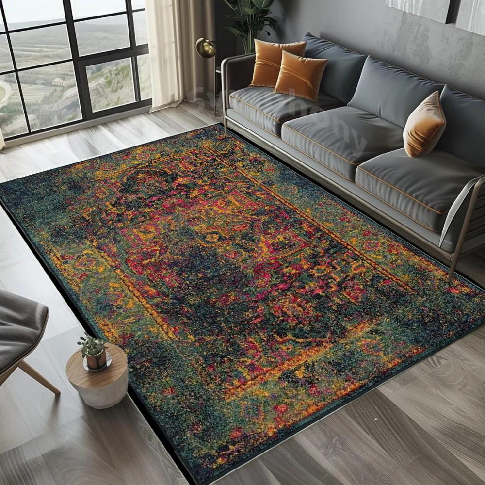 

Essential for Retro Enthusiasts Black Gold Vintage Vine Rug Non-Slip Easy Clean Mat for Living Room Bedroom Luxury Decor Rugs 50x80cm