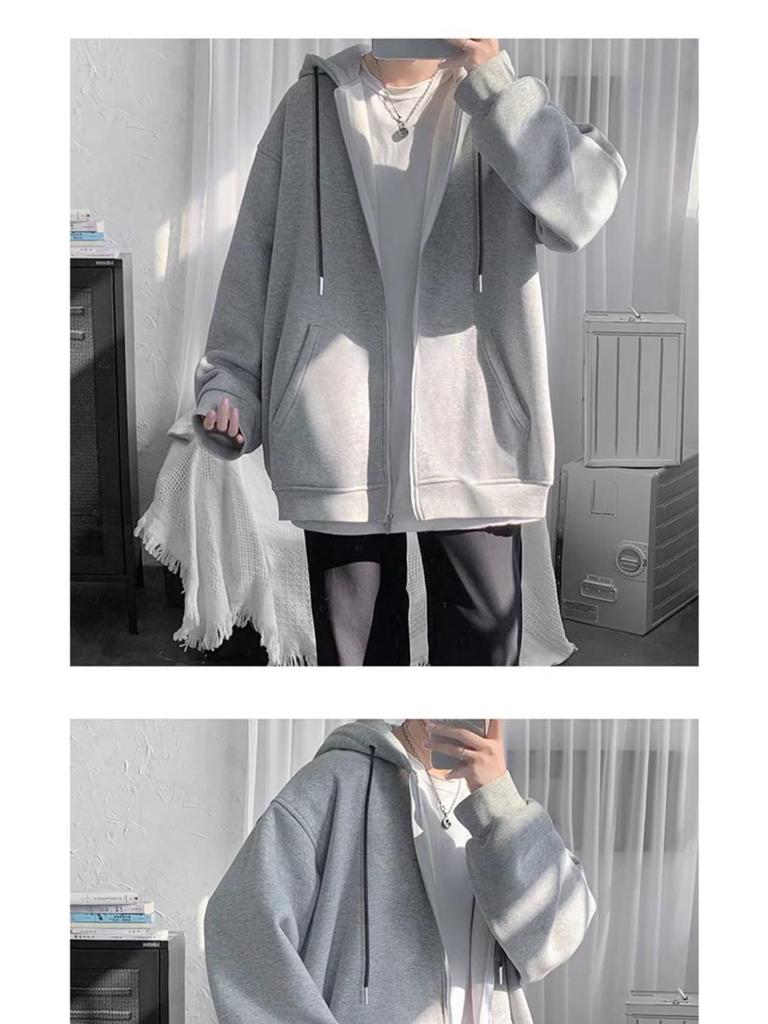 Herren Übergröße Fleecegefütterter Reißverschluss-Hoodie für Herbst und Winter