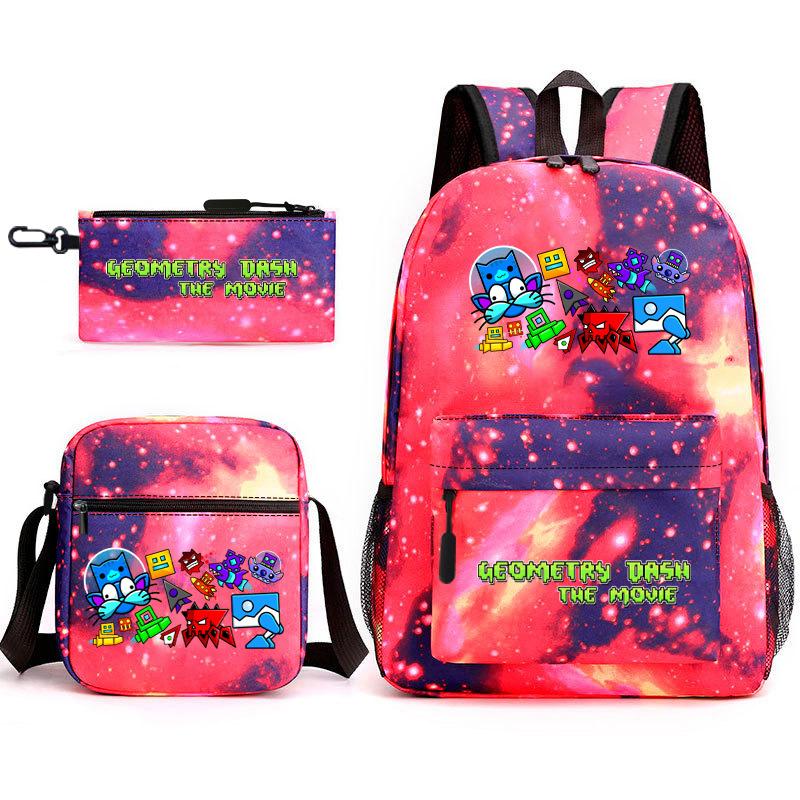 Geometry sprint game backpack geometry dash heat transfer backpack elementary school bag leisure bag