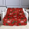 Festive Holly and Snowflake Pattern Patterned flannel blanket perfect for the bedroom living room, sofa, or a little nap