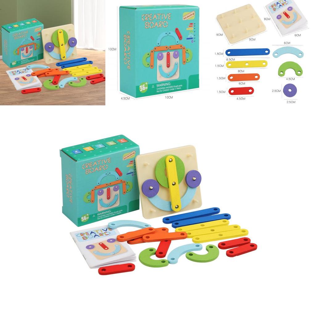 Creative Wooden Geometric Shape Puzzle Nail Board Kid Toy For Early Learning