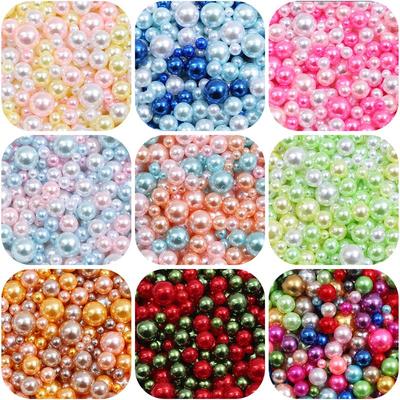 10g/bag No Hole 3-8mm Colorful ABS Round Imitation Pearl Beads for DIY Jewelry Craft Making Home Decoration Art Faux Pearls for Vase Fillers