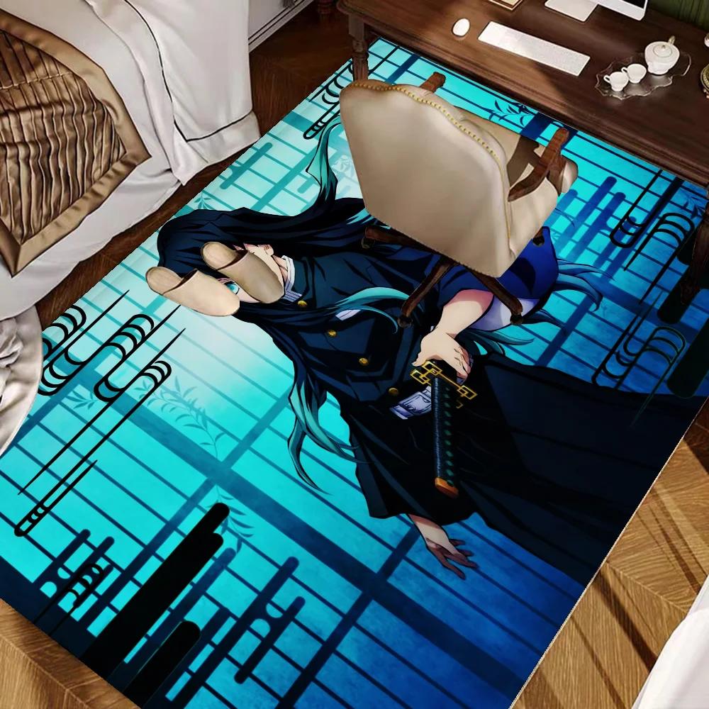 Alfombra de Pasillo Anime Muichiro T-tokito Lavable Antideslizante Alfombra de Área para Sofá y Sillas de Sala de Estar Felpudo de Cocina Alfombra de Área