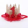 1Pc Baby Girl Happy Birthday Party Hats Kids One Year Flower Princess Crown Headband Baby Shower 1St Birthday Decor Party Supply