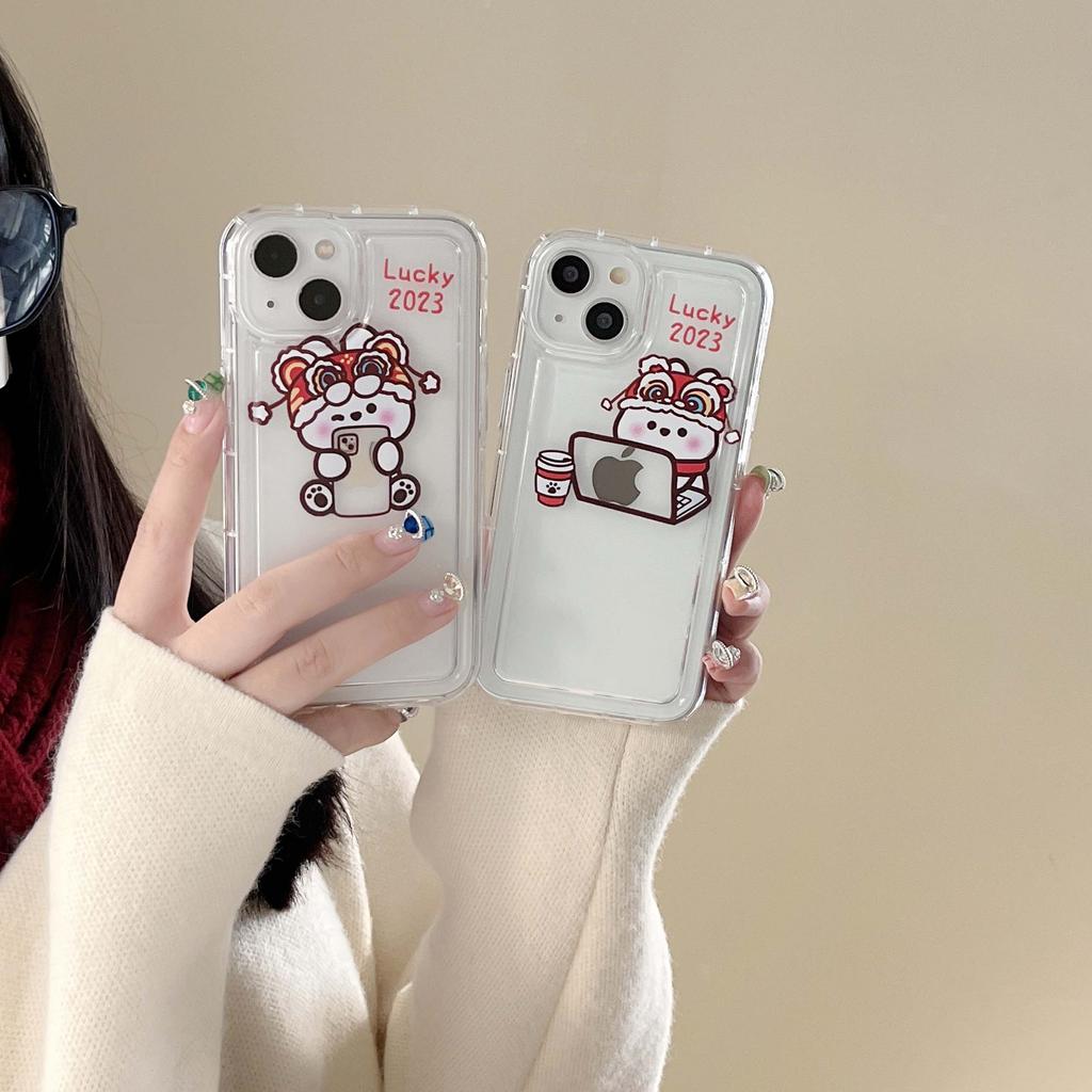 Frohes Neues Jahr 2023 Kaninchen Paar Niedlicher Hase Cartoon Silikon Soft Phone Case für Iphone 13 11 Promax 14 Pro Max 12 Shell Capa