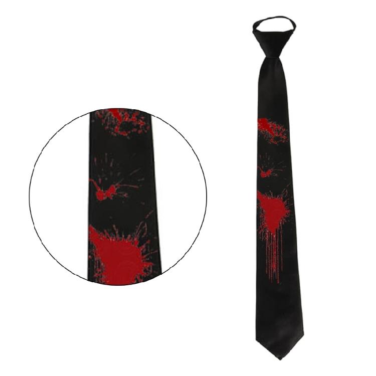 Dark Series Black Neck Tie with Bloodstain Print Perfect for Theme Parties and Fashion Halloween Party Gatherings