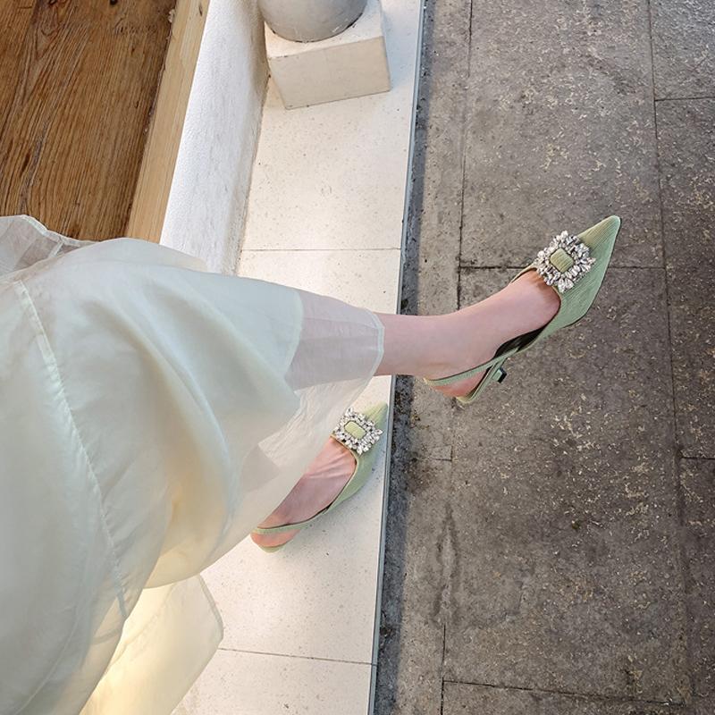 Мода 2024 года Знаменитости обувь дамы полосатые сандалии из ткани с кристаллами пряжка — фото 5