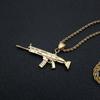 Punk Style Hiphop Scar Rifle Pendant Chain Necklace Men Party Wearriing Golden Color Necklaces
