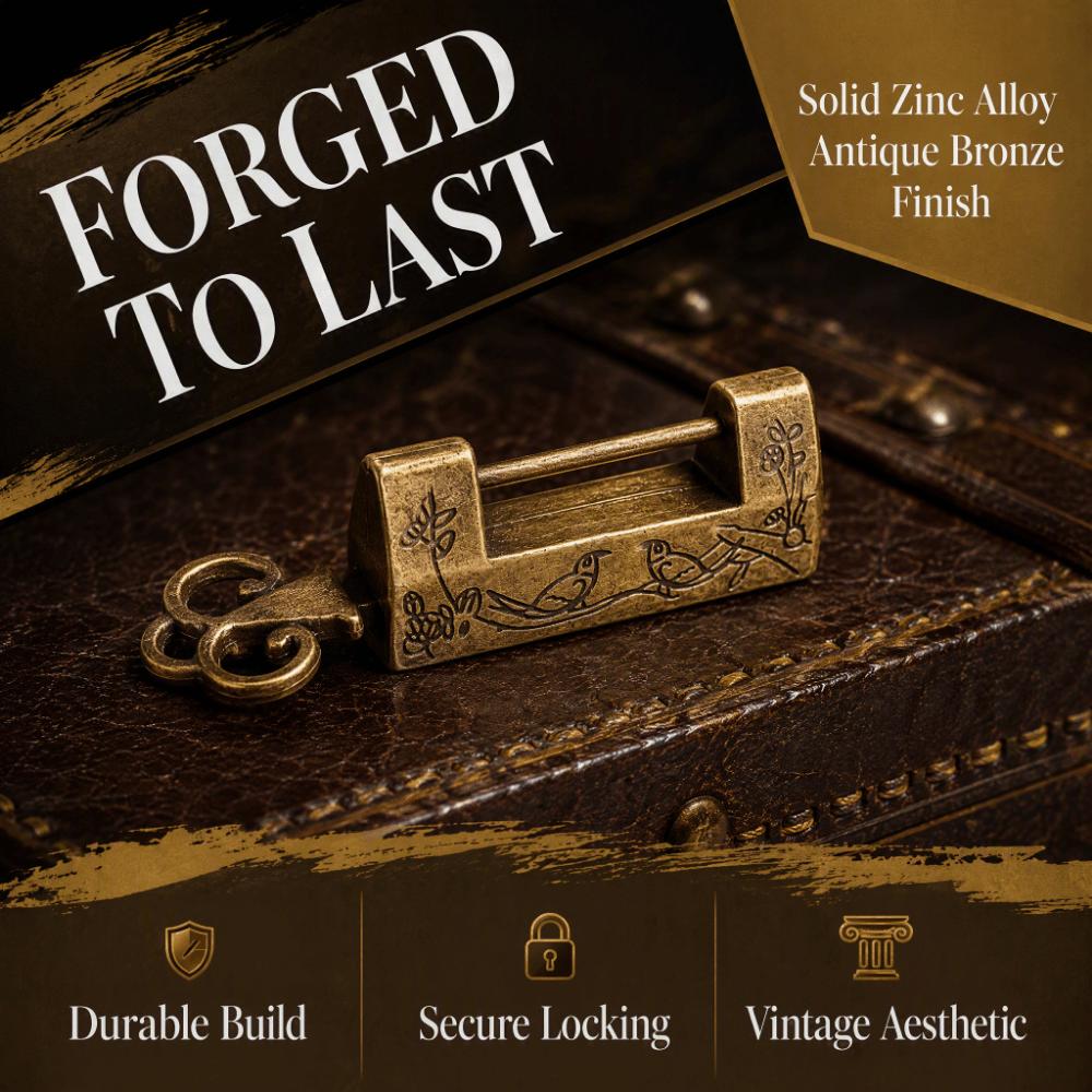 4pcs Bronze Finish Traditional Padlock Mini Size Magpie Flowers Padlock Small Padlock  For Furniture