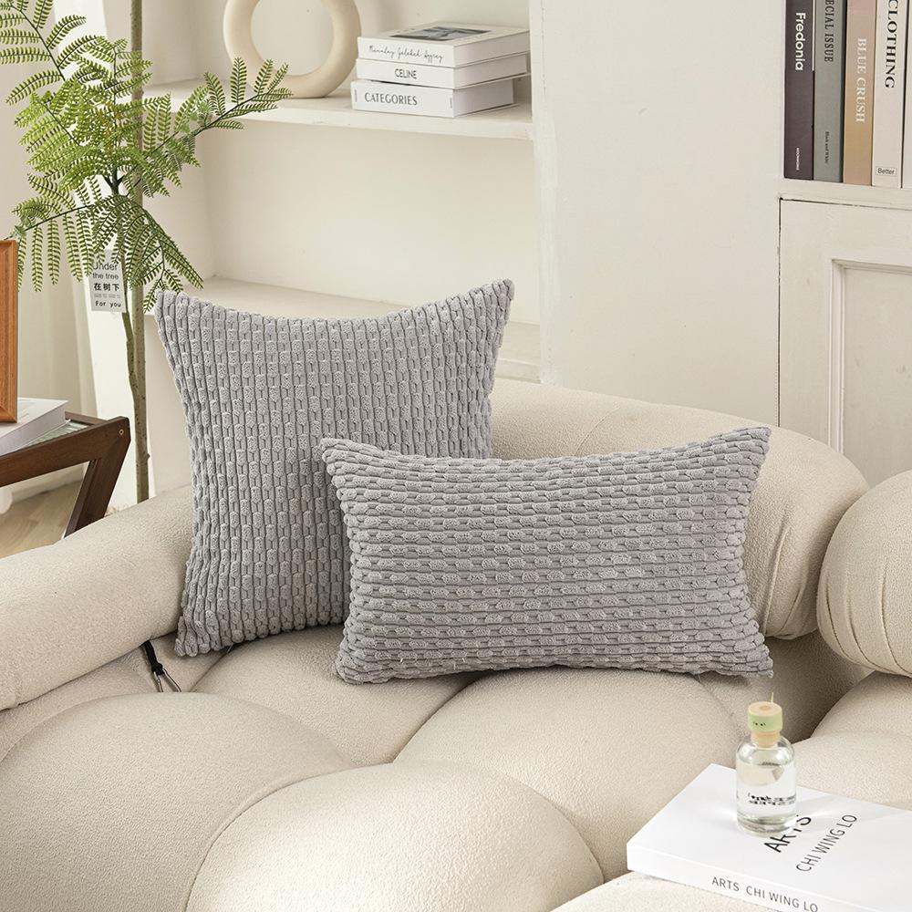 Modern Simple Sofa Pillow Cover Corduroy Short Pillow Solid Color Living Room Bedroom Decorative Cushion Cover Cushion Cover
