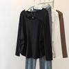 Hollow Versatile Long-sleeved T-shirt for Women in Autumn New Style Slimming Irregular Inner Top